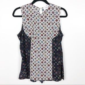10 Crosby Derek Lam Printed Sleeveless Tank in Navy, White, Burgundy